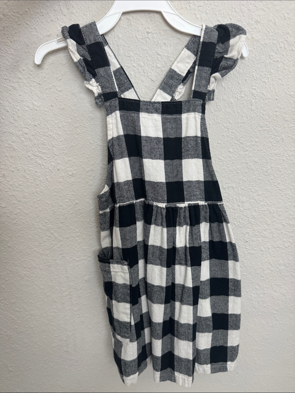 Cat & Jack Black and White Check Pinafore Dress